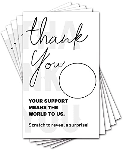 JioJio Chan 50 Blank Gift Certificate Thank You Scratch Off Cards Vouchers, for Small Business, Spa Beauty Makeup Hair Salon Restaurant, Bridal Baby Shower Christmas Birthday Wedding Holiday