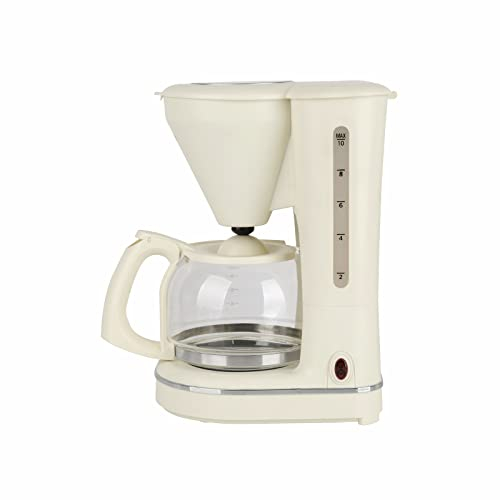 BRANDT CAF125C - cafetière - Dimensions 535X445X373- capacité 1.25L / 10 tasses - Plastique mat - Système anti-gouttes - Maintien au chaud 40min - Arrêt automatique - Puissance 870W - crème