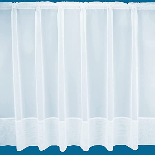 Marseilles Plain Envelope Hemmed Net Curtain in White - Sold by the Metre (Drop: 68cm (27))