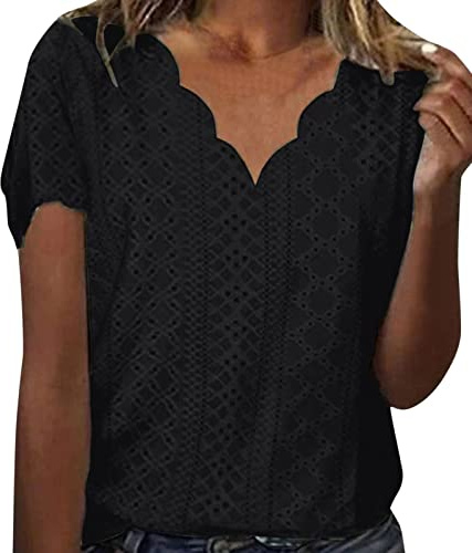 Tee Shirt Femme Manche 3/4 Coton, T-Shirt Femme Manches Courtes Col Rond Tee Shirt De Sport Court Imprimé Elastique Haut d'été Sportswear Femme Chemise Gaze De Coton Femme Blouse De Travail Femme