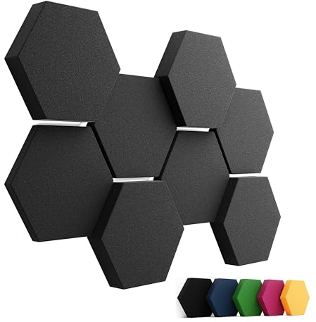 FENNEXT® Schallabsorber Akustikpaneele [8 Stk.] für spürbar reduzierte Geräusche I Modernes Akustikbild aus Hexagon Akustikplatten I Unbedenkliche Wand Paneele hergestellt in der EU I 3D Panels