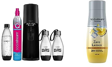 SodaStream Terra Pack - Máquina Gasificadora de Agua Color Negro, Incluye 1 Botella Fuse de 1L & SodaStream - Concentrado de Refresco sabor Limón Zero