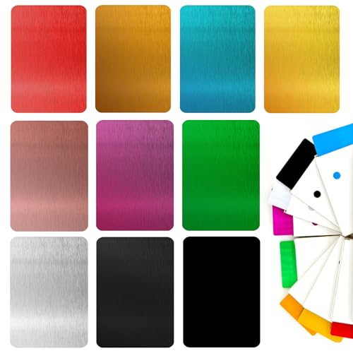 SPORWAY 100 Stück Blanko Metall Visitenkarten - Rohlinge aus Aluminium, 86x54x0,21mm, für Haus und Büro, DIY Geschenkkarten in 10 Farben