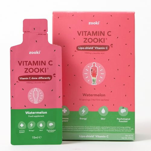 Zooki Liposomal Vitamin C 1000mg Liquid – 4X Higher Absorption – Great Taste, Sugar Free, Vegan – Alternative to High Strength Vitamin C Tablets – Immune System – Energy (Watermelon, 14 Servings)