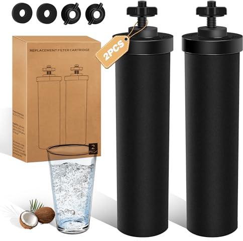 NSF/ANSI 42&372 Certified Water Filter Replacement Compatible with Berkey® BB9-2® Black Filters, Gravity Filter System, Purification Elements Compatible with Travel, Large, Royal, Crown Series, 2 Pack