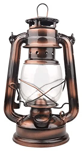Oljelampa, fotogenlampa, 1st vintage metall fotogenlampa retro rustik nostalgisk orkanoljelampa brinnande lykta Bärbar stormlykta Campingtältlykta for utomhusbruk(Bronze)