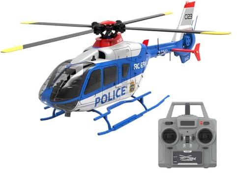 BAUPLAY RC helikopter, C123 1/36 EC135 fjärrstyrd helikopter, 2,4 G 6CH enkel rotor utan tvärroder, militär helikopter, leksak, gåva för vuxna – RTF