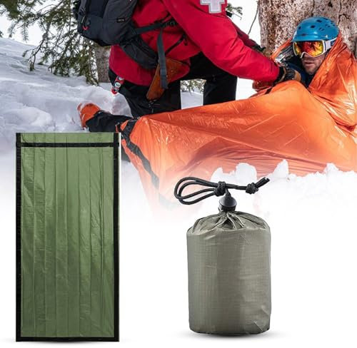 Emergency Sleeping Bag, Survival Bivvy Bag, First Aid Rescue Blankets, Waterproof, Emergency Blanket, Warm Tube Tent, Ultralight, Heat Repellent, Cold Protection, Rescue Tent for Outdoor (Green)