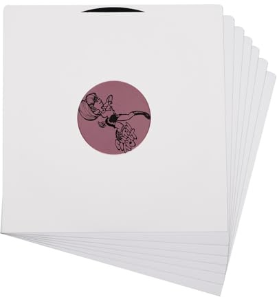 20 custodie interne per dischi in vinile, in carta resistente, senza acidi, quadrate, in carta kraft bianca, con foro per album LP (25,4 cm)