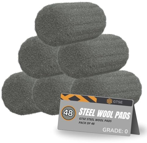 GTSE Steel Wool Pads, Pack of 48, Grade 0 Metal Fibers, Fabric Extra Fine Steel Wool, Pest Control, Hole Covers, Wall Fill, Polishing Metal, Versatile Cleaning and Abrasion Tool