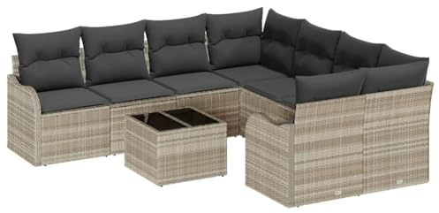 vidaXL Ensemble de canapé de Jardin 9 pièces 8-Nombre de Places | Mixez et assortissez facilement pour l'adapter à votre extérieur, Fait pour supporter tout ce que la météo peut lui faire,