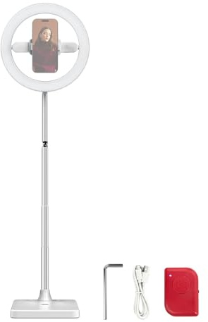 NEEWER ENTRY LEVEL VERSION 10 7W LED Ring Light con Supporto/Porta Telefono/3 Modalità Colore, Ringlight Selfie Telescopico da 69” per iPhone Streaming Trucco Ciglia Studio Registrazione Video, N18
