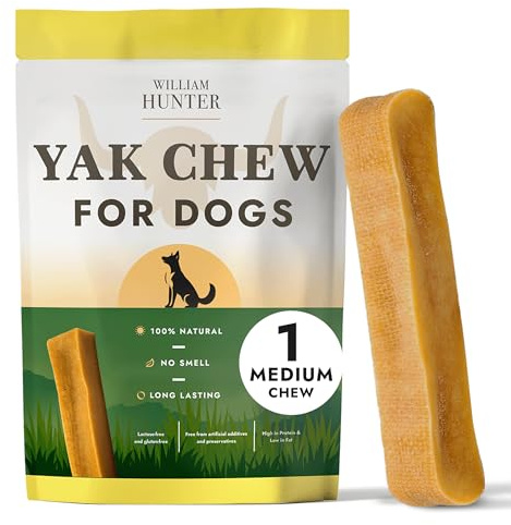 William Hunter Himalaya Yak Kausnacks – Natürliche Kaukäse für Hunde – Lang anhaltende käseknochen Hund – 100% natürliche, eiweißreiche Zahnpflege-Snacks für Hunde & Starke Kauer (1 mittelgroßer)