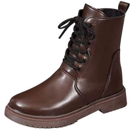 Botines clásicos con cordones para hombre, estilo combate, estilo retro, zapatos de moda para caminar diariamente, Brown, 38 2/3 EU