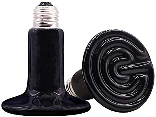 CTKcom 2-Pack 200W Reptile Ceramic Heat Lamp,E27 110V Infrared Heat Emitter Bulb,No Harm No Light Infrared Heat Emitter Brooder Lamp for Pet Coop Heater Reptile Chicken Turtle Heating Light Lamp,Black