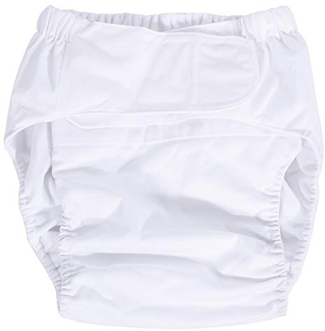 Inkontinenz Pants für Erwachsene, Waschbare Windeln Pants Adulierbare Pflegetuchwindel Atmungsaktive Saugfähige Windelhose für Männer und Frauen(Weiß)