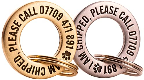 UKR Designs Hundemarke aus massivem Messing oder Edelstahl, professionell graviert und poliert