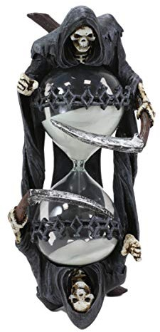 Ebros Gift 7.75 Tall Soul Harvester Time Waits for No Man Gothic Grim Reaper with Scythe Sand Timer Statue by Anne Stokes Macabre Ossuary Hell Skeletons Sandtimer Desktop Shelf Decorative Figurine