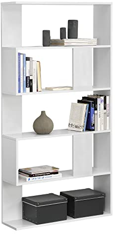 [en.casa] Bücherregal Aneby 159x80x24cm Standregal mit 5 Ablageflächen Regal Weiß