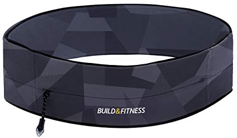 Build & Fitness Laufgürtel mit YKK Reißverschluss und Schlüsselclip - Passt für Alle Smartphones, Schlüssel, Karten - Bauchtasche Damen und Herren - Laufen, Joggen, Walken, Sport