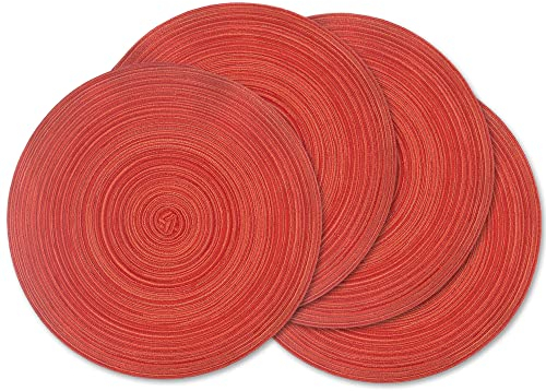 homEdge Runde Tischsets, Set mit 4 geflochtenen, waschbaren Tischsets, 38,1 cm, Rot