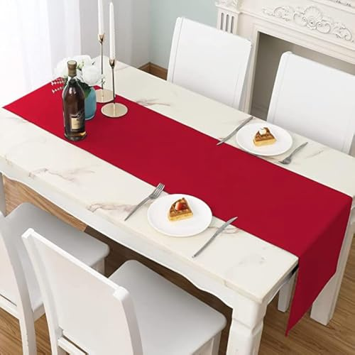 LivinEase Camino de Mesa Rojo 42 x 240 cm - Mezcla de Algodón 250 g/m² - Ideal para Mesa Navideña de 6 a 8 Personas