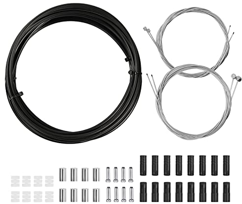 Bremszug Fahrrad, 2 Stück Bowdenzug Fahrrad Bremsseil Kit, Schaltzug Fahrrad Universal mit Vorher und Nachher Bremszug, Hülle, Endhülse Endkappen, für Mountainbike Rennrad Fahrrad