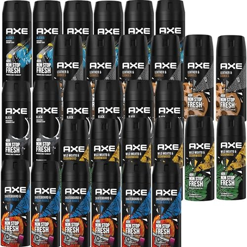 AXE Bodyspray Deo Spray Set 5x6 Stück 150ml in beliebten Duftrichtungen für besonders viel Frische und Abwechslung, ohne Aluminium, mit 48h Schutz