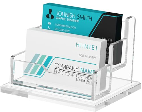 HIIMIEI Acrylic Business Card Display, Multiple Card Holder for Office, Home, Restaurant - 2 Slot, 2 Tier