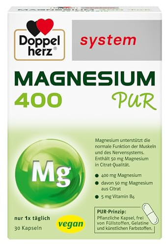 Doppelherz system MAGNESIUM 400 PUR - Magnesium unterstützt die normale Funktion der Muskeln - vegan - 30 Kapseln