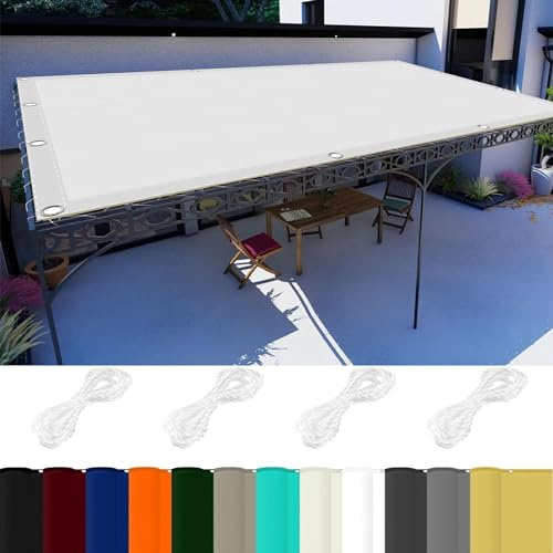 Uteplats Solskydd Segel 2.6 x 5 m Pes Polyester, 98% UV Block Rättvinklat Vattentätt Skärmsegel Med Gratis Rep för Utomhusbruk, Trädgård, Trädgård, Vit