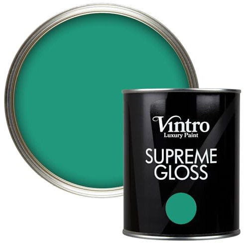 Vintro Paint | Gloss Paint | for Walls | Wood | Trim | Gloss Furniture Paint | Interior & Exterior Use. 1 Litre (Emerald Green - Esmeralde)