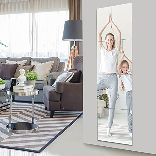 EVENLIVE® Full length mirror Tiles, 35cm x 30cm 4 Pack-Self Adhesive Real Glass Frameless Wall Mirrors for Home Decoration