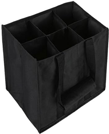 Schwarz Flaschentasche,Flaschenträger mit 6 Flaschen,Wiederverwendbarer Getränketräger,Flaschenkorbe für Weine,Biere und andere Getränke,für Oder Einkauf Flaschenbehälter für den Täglichen Gebrauch