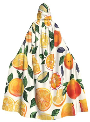 YaWea Unisex Hooded Cloak Citrus Fruit Print Lightweight Wizard Cloak for Halloween Cosplay Costumes
