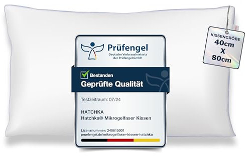 Kopfkissen 40x80 -Hochwertige Daunenkissen Alternative Füllung, Flauschiges & gut gefülltes Kissen mit Reißverschluss, Für Allergiker geeignet, Hochwertige Daunenalternative Mikrofaser 60° Waschbar