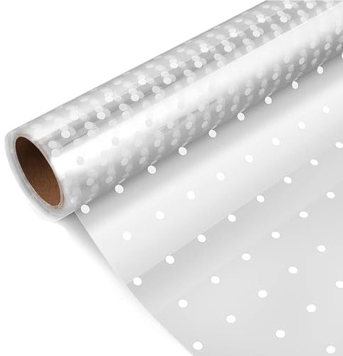 40 CM x 30 M Klare Cellophan Rolle, 2,5 Mil Transparente Zellophanrolle, Geschenkpapier, Für Blume, Geschenk baskt Verpackung (Punktmuster)