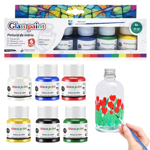 WAWJ Peinture permanente pour verre, tasses en céramique, couleurs céramiques résistantes à l'eau, pour tasses, assiettes, verre, céramique