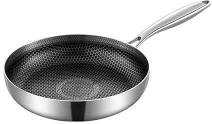 PanWoks och wokpannor i rostfritt stål Nonstick stekpanna med lock för matlagning Induktionskokkärl som är kompatibelt med alla spishällar,Inget lock-30CM