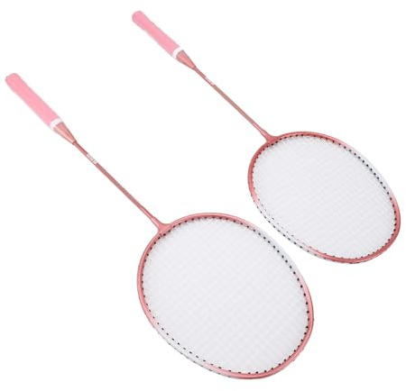 Tbest Bádminton Set Professional Shock Absorption Lleno de Set para un Mejor área de Defensa para Juegos Al Aire Libre (Rosado)