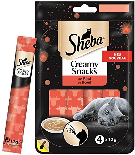 Sheba Creamy Snacks mit Rind 20x 4x12g Katzenfutter