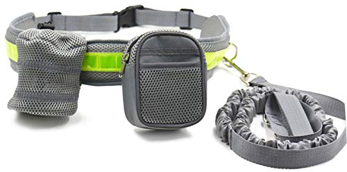 Qklovly freihändig Hundeleine zum Laufen Joggen Leine Hund Walking Gürtel Verstellbare Hundeleine Koppler Laufleine Joggingleine Laufleine Laufleine Joggingleine Bungee mit reflektierenden Nähten