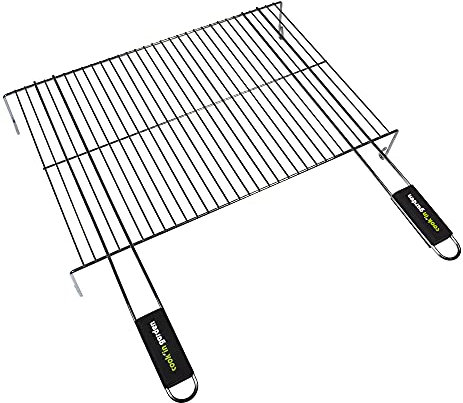 Cook'in garden, GR014, Grille à Pied Simple / 2 Poignées / 60X40 cm, Résistante aux flammes et hautes températures, Manche en matière softouch facile à prendre en main, Universel