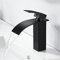 kisimixer Wasserhahn Bad Schwarz Wasserfall, Waschtischarmatur Bad Schwarz, Badarmatur Einhand Waschtischbatterie mit Auslauf Höhe 115mm, Mischbatterie Waschbecken Schwarz Matt