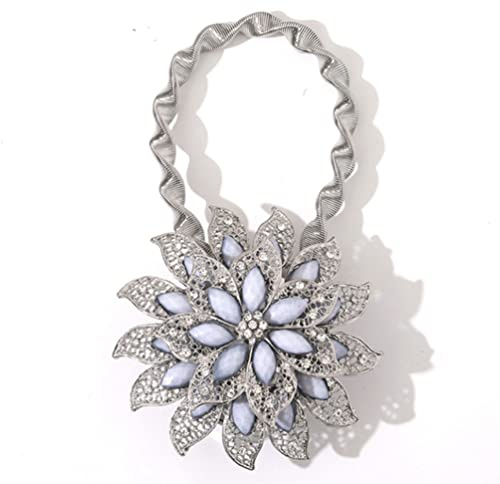 WXTRE Cravatta per Finestra Fermacravatta per Tende con Magnete 1PC, Accessori per portafinestra con Fermaglio per Tende a Forma di Fiore con Strass in Filo di Acciaio Tendaggi Holdback