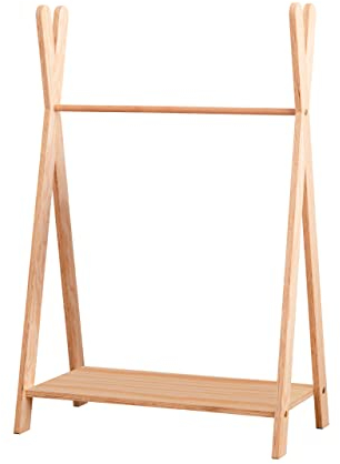 smartwood TIPI M - Kleiderständer für Kinder, Montessori Kindergarderobe mit Ablage - 3 Größen, Naturholz