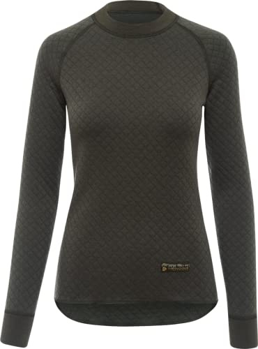 Thermowave Ropa interior de lana merino 3 en 1 para mujer con cuello redondo – Ropa interior térmica extra cálida que absorbe la humedad – 330 GSM de secado rápido para el Ártico