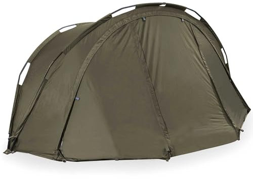 Dellonda Fishing Bivvy Carp Tent Lightweight 2-Person Waterproof & UV Protection Quick Assembly Pre-Threaded Poles with Ground Sheet & Heavy Duty Ground Pegs - DL76