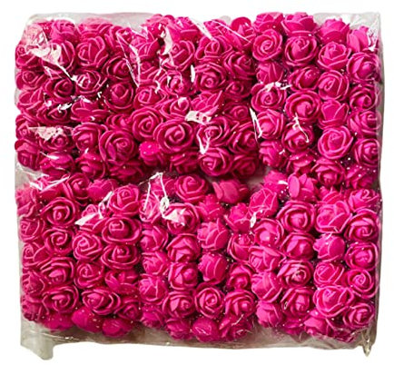 144 Pcs Artificial Foam Roses Hot Pink Small Mini Fake Flowers for DIY Crafts Wedding Decor Party Favours & Bridal Bouquets