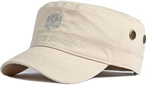 CHENNUO Berretto Militare Uomo, Cappello Army Uomo Vintage in Cotone Piatto Cappello con Visiera Baseball Army cap (Beige-2)